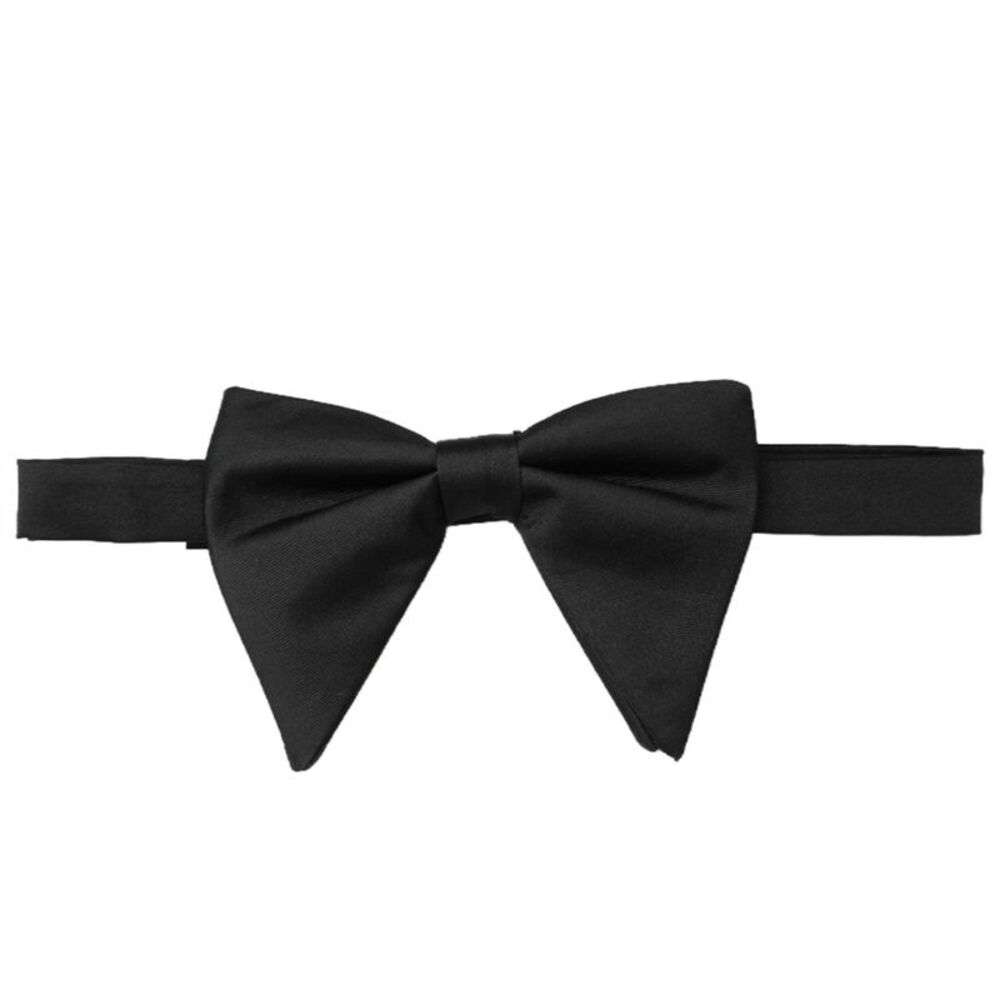 Solid Color Satin Large Bow Tie for Formal Tuxedo One Size Black